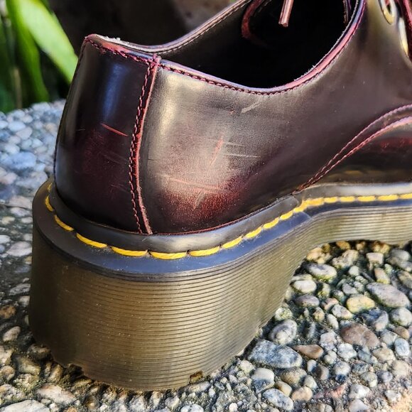 Dr Martens US 8 / EU 39 Burgundy Vegan Leather 1461 Oxfords - LIKE NEW - Picture 6 of 7